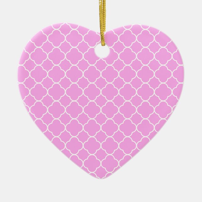 Rosa och vit kattrefoil Mönster Julgransprydnad Keramik (Framsidan)