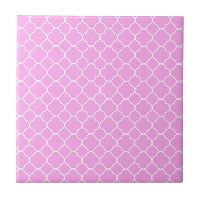 Rosa och vit kattrefoil Mönster Kakelplatta (Framsidan)