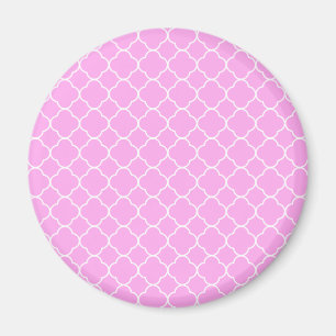 Rosa och vit kattrefoil Mönster Magnet