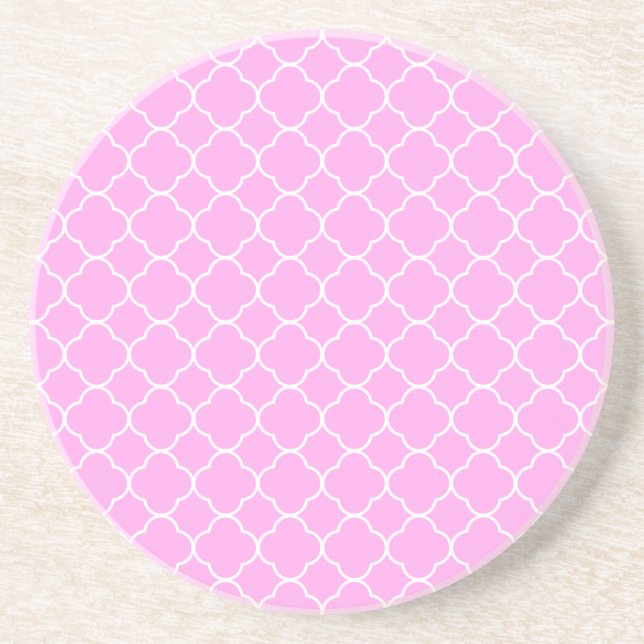 Rosa och vit kattrefoil Mönster Underlägg (Framsidan)