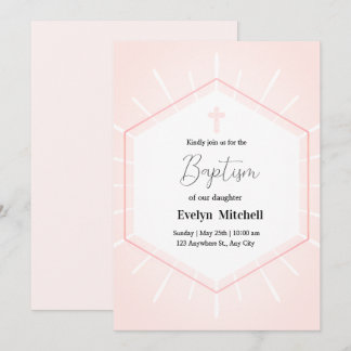 Rosa och vit klassi Delikat Baptism Inbjudningar