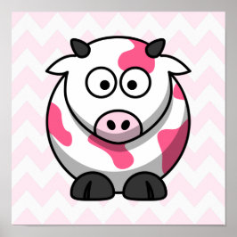 Rosa och vit ko med chevronmönster poster