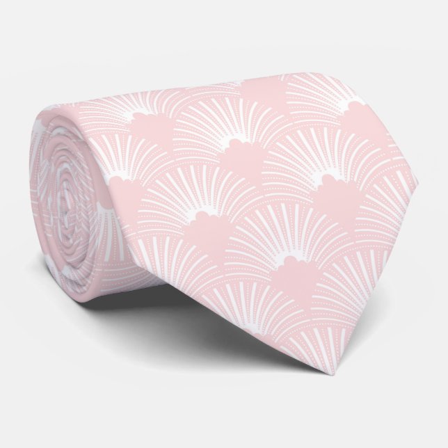 Rosa och vit konst Deco mönster Slips (Rullad)