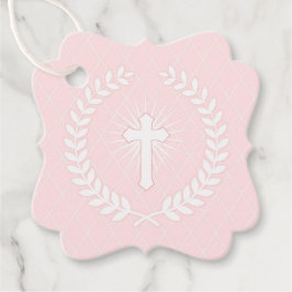 Rosa och vit Laurel-Religiösa med Kor Gåvor Etiketter