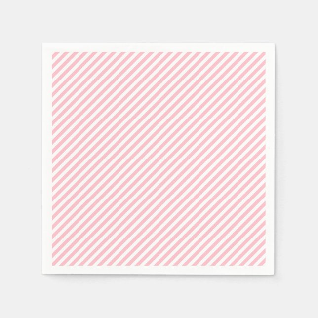 Rosa och vit liten Storlek diagonal Rand Papper Pappersservett (Framsidan)