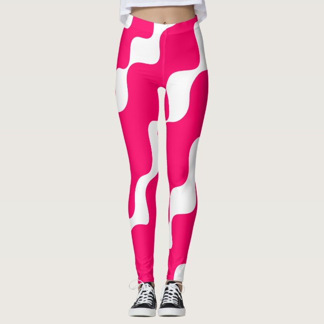 Rosa och vit lutning vinkarare mönster leggings (Framsida)