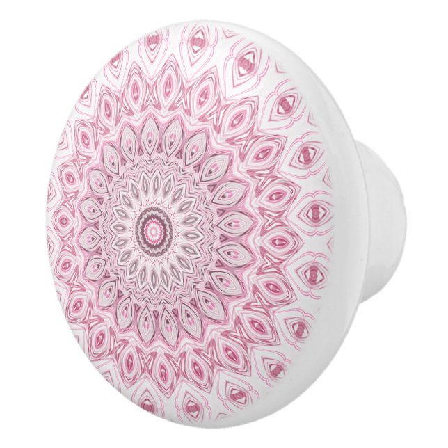 Rosa och vit mandalamönsterdesign knopp (Höger)
