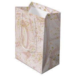 Rosa och vit marmorerad glans med guldglitter