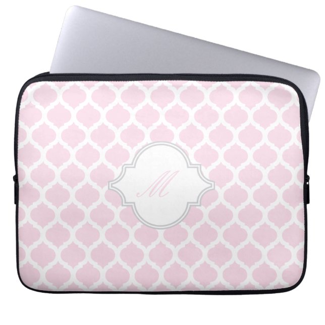 Rosa och vit marockansk mark med Monogram Laptop s Fodral (Framsidan)