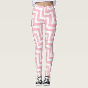 Rosa och vit, medelStorlek diagonal spjon Leggings