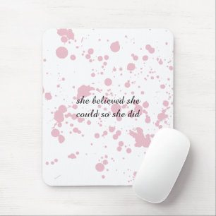 Rosa och vit, minimalistisk, inspirerande musknapp musmatta