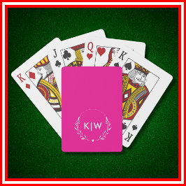 Rosa och vit | Modern Initialer Monogram Casinokort