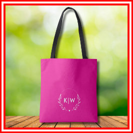 Rosa och vit | Modern Initialer Monogram Tygkasse
