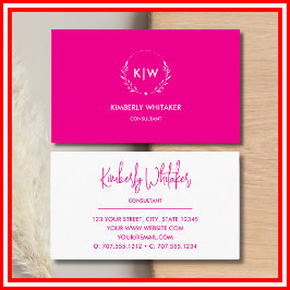 Rosa och vit | Modern Initialer Monogram Visitkort