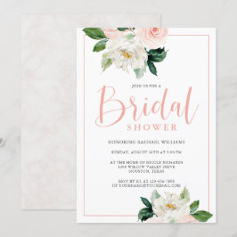  Rosa och vit Möhippa av kvinnlig Blommigt Inbjudningar