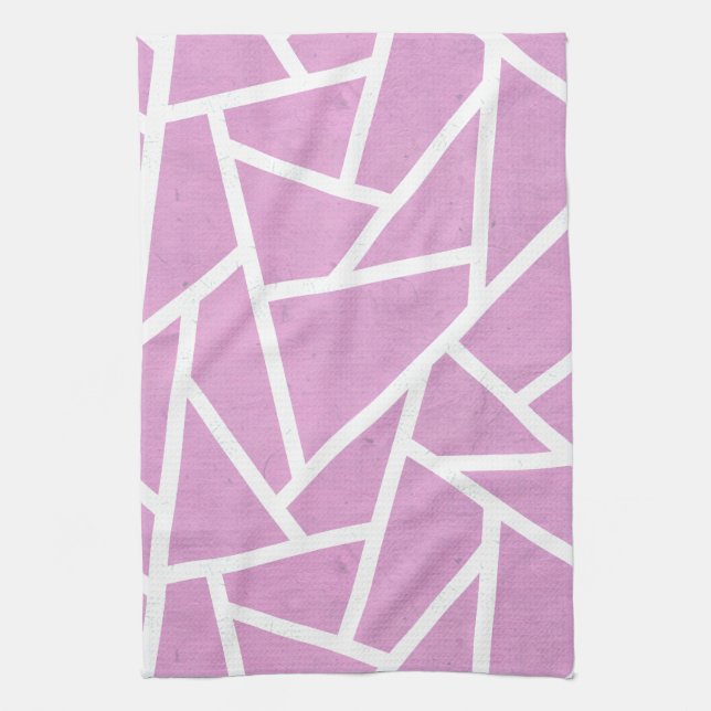 Rosa och vit mosaik mönster kökshandduk (Vertikal)