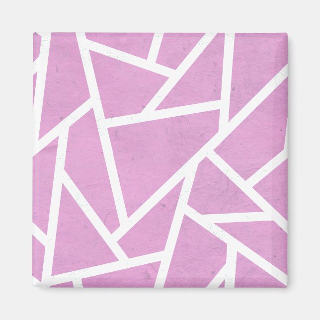 Rosa och vit mosaik mönster magnet (Framsidan)