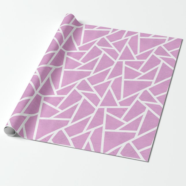 Rosa och vit mosaik mönster presentpapper (Utrullad)