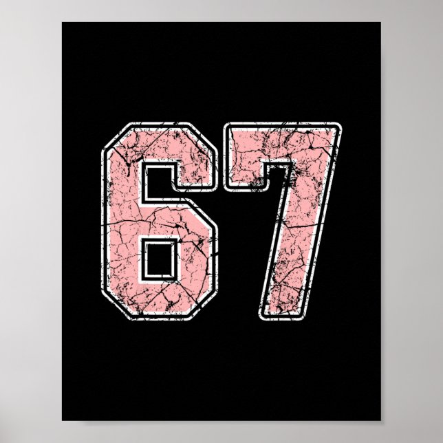 Rosa och vit nummer 67 tröja spelare uniform #67 poster (Framsidan)