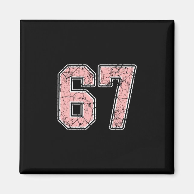 Rosa och vit nummer 67 tröja spelaruniform #67 magnet (Framsidan)