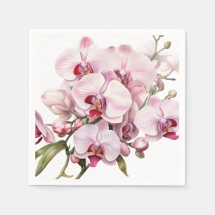 Rosa och vit Orchids Bröllop Pappersservett