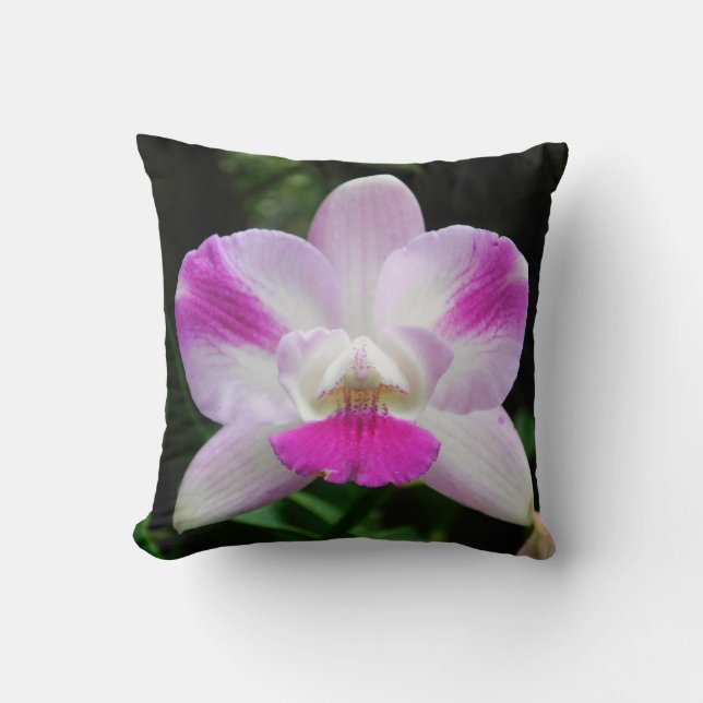 Rosa och vit orkid Pillow Kudde (Framsida)