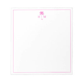 Rosa och vit palm palmetto träd monogram anteckningsblock