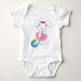 Rosa och vit påskkanin kanin med påskägg t shirt