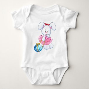 Rosa och vit påskkanin kanin med påskägg t shirt