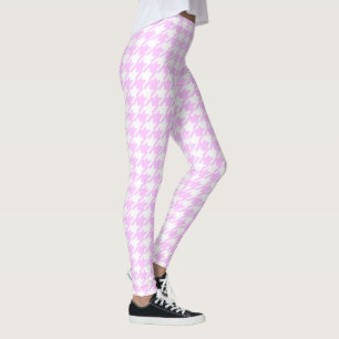 Rosa och vit Pastel Houndstooth Leggings