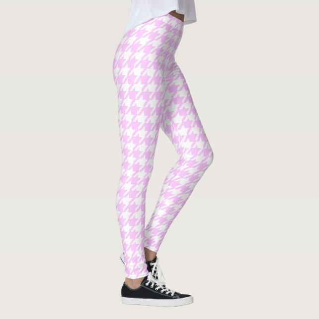 Rosa och vit Pastel Houndstooth Leggings (Höger)