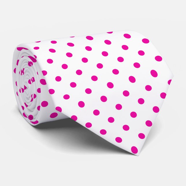 Rosa och vit polka Dot Necktie Slips (Rullad)