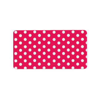 Rosa och vit Polka dots Adressetikett