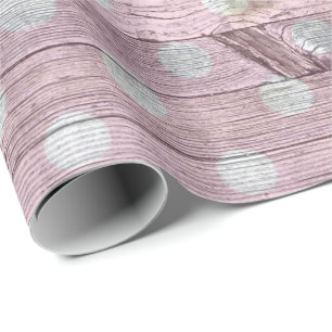 rosa och vit polkpridskog presentpapper