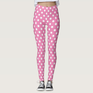 Rosa och vit prickig mönster leggings