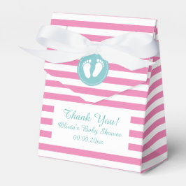 Rosa och vit rand babydusch-förmånslåda presentaskar