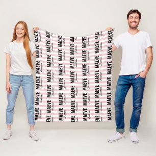 Rosa och vit rand-personlig, modern elegant fleecefilt