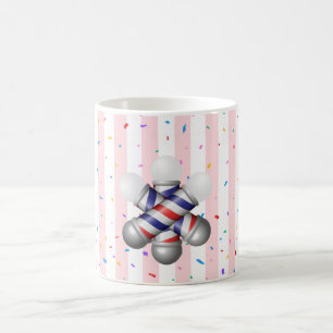 Rosa och vit randig barberarstolpsmugg kaffemugg