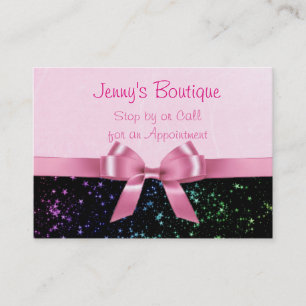 Rosa och vit remsa med Rosa Bow & Glitter Tidsbeställning Kort