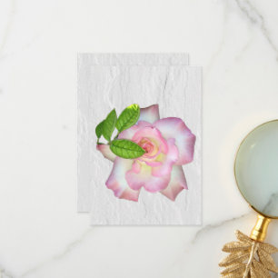 Rosa och Vit ros Blank Inside Note Tack Kort
