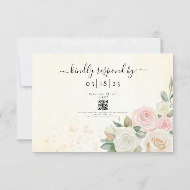 Rosa och Vit ros blooms OSA Kort (Framsida)