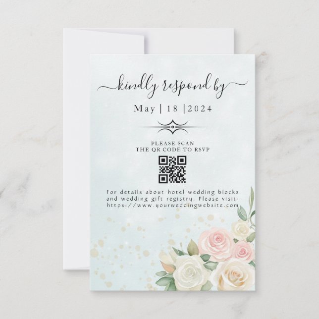 Rosa och Vit ros blooms OSA Kort (Framsida)