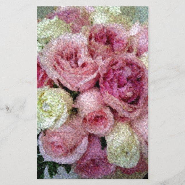 Rosa och Vit ros Brevpapper (Framsida)