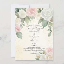 Rosa och Vit ros Dusky Blooms Inbjudningar
