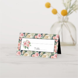 Rosa och Vit ros för traditionell på svart bakgrun Placeringskort