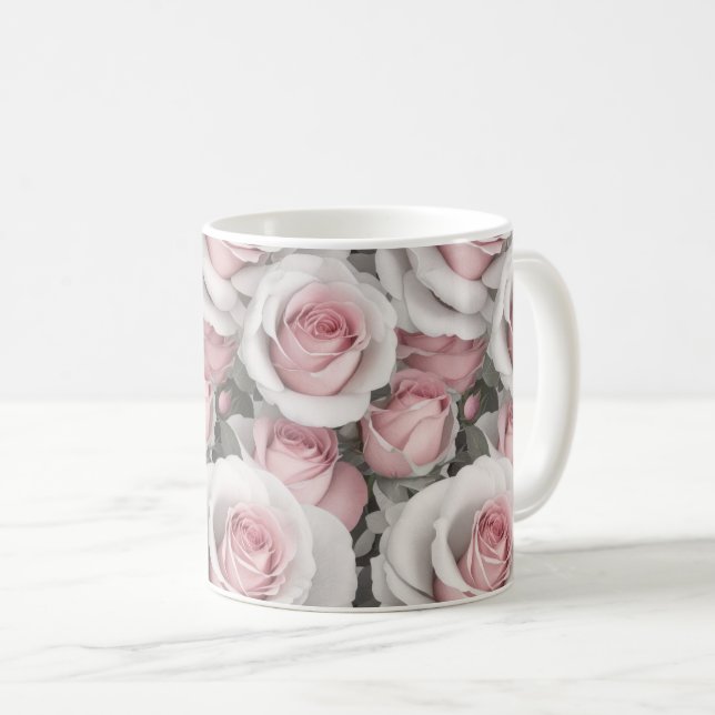Rosa och Vit ros Kaffemugg (Framsida höger)