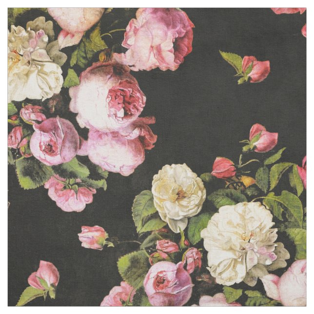 Rosa och Vit ros med inmatad vintage Tyg (Provkarta)