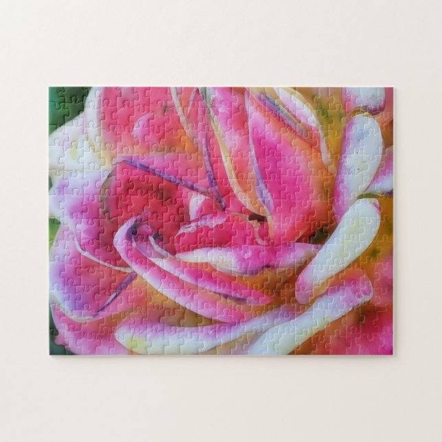 Rosa och Vit ros Petals Flower Art Puzzle Pussel (Horisontell)