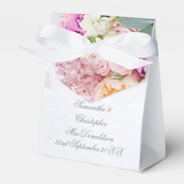 Rosa och vit ros romantiska bröllop-klänning presentaskar (Framsidan Sidan)