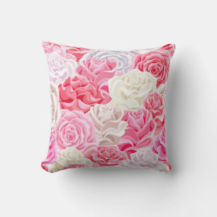rosa och vit ros sömlös mönster. Blommor Kudde